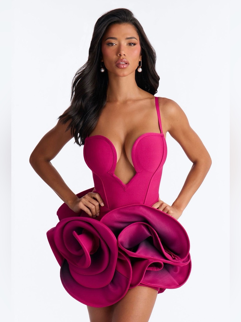 Fashion Nova Magenta Sculpted Rose Mini Bandage Dress💗💗